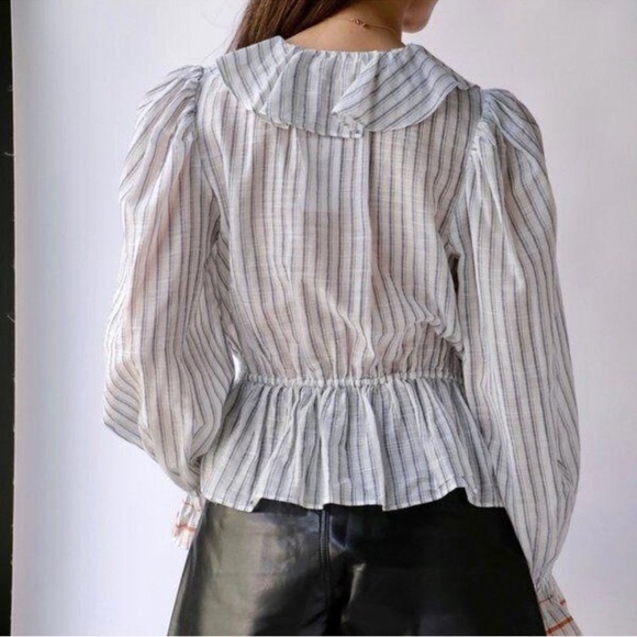 ULLA JOHNSON Kalila Blouse in Cloud Size 2 - Picture 3 of 11